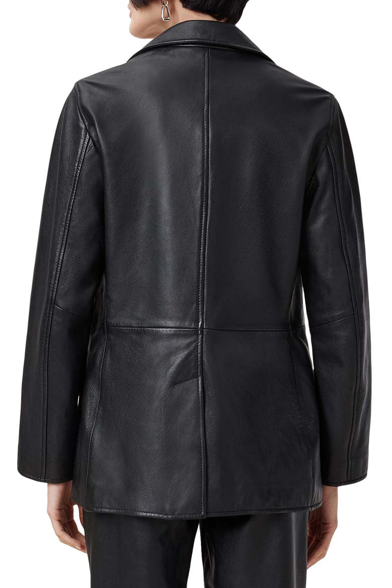 Corinna Studded Leather Blazer, Alternate, color, BLACK