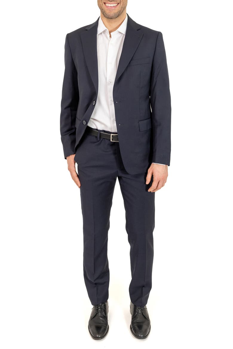 Trim Fit Wool Suit, Main, color, NAVY