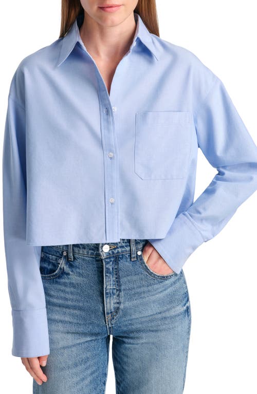 TWP Little Big Joe Boxy Crop Cotton Button-Up Shirt in Blue 