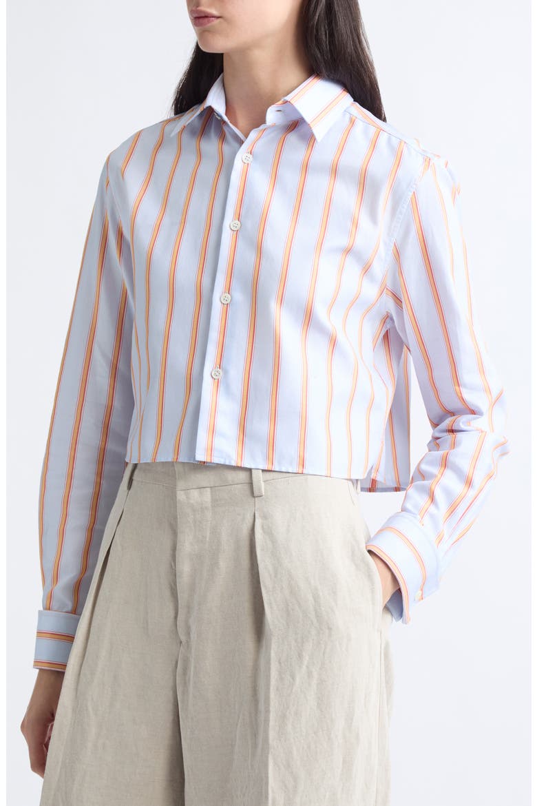 Striped Cropped Shirt, Alternate, color, BLUE/ ORANGE