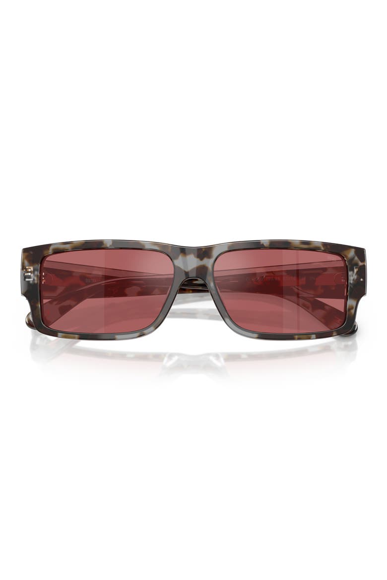 57mm Rectangular Sunglasses, Alternate, color, GREY TORTOISE/ RED HIPER