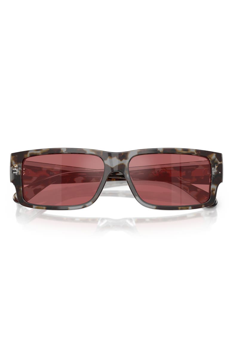 DIESEL<sup
®</sup
57mm Rectangular Sunglasses, Alternate, color, Grey Tortoise/ Red Hiper