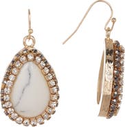 OLIVIA WELLES Alia Double Halo Set Simulated Stone Drop Earrings