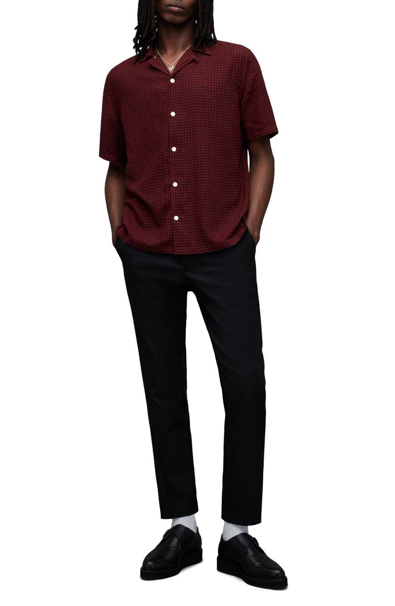 AllSaints Glendale Check Camp Shirt, Alternate, color, Sangria Red