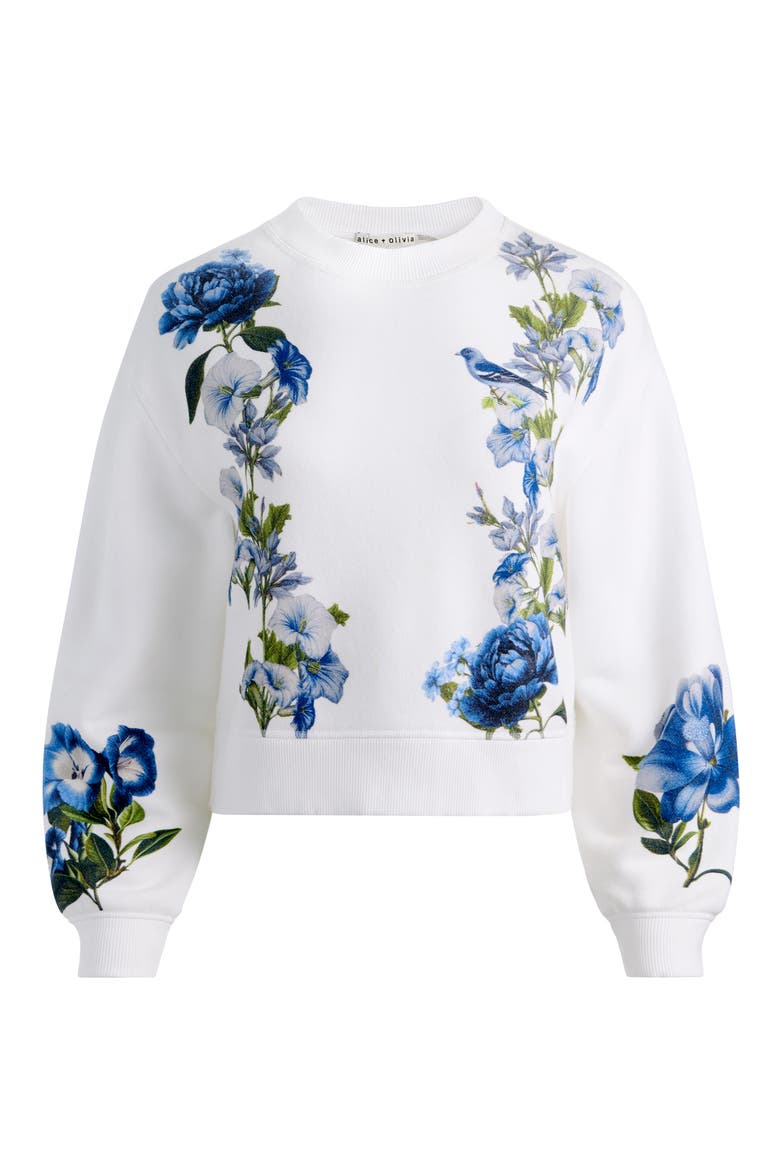 Russel Floral Print Sweatshirt, Alternate, color, AMERICAN BEAUTY OFF WHITE