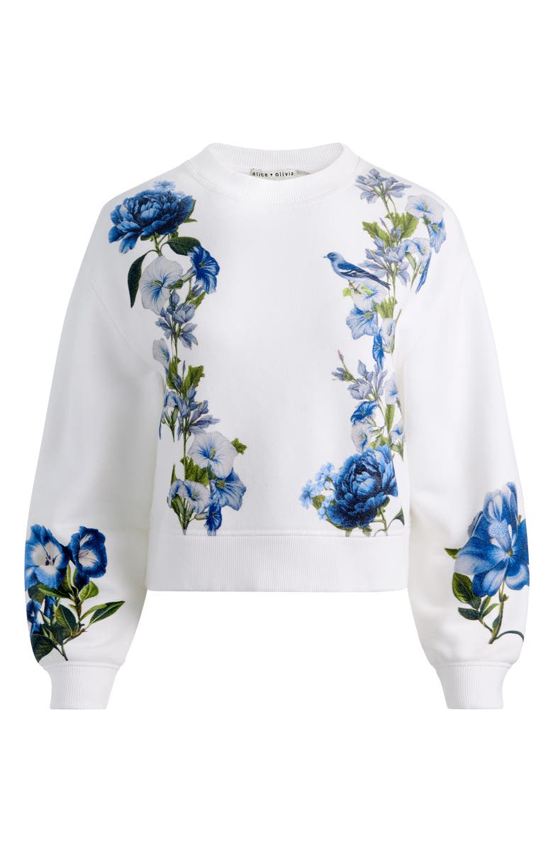 Alice + Olivia Russel Floral Print Sweatshirt, Alternate, color, American Beauty Off White