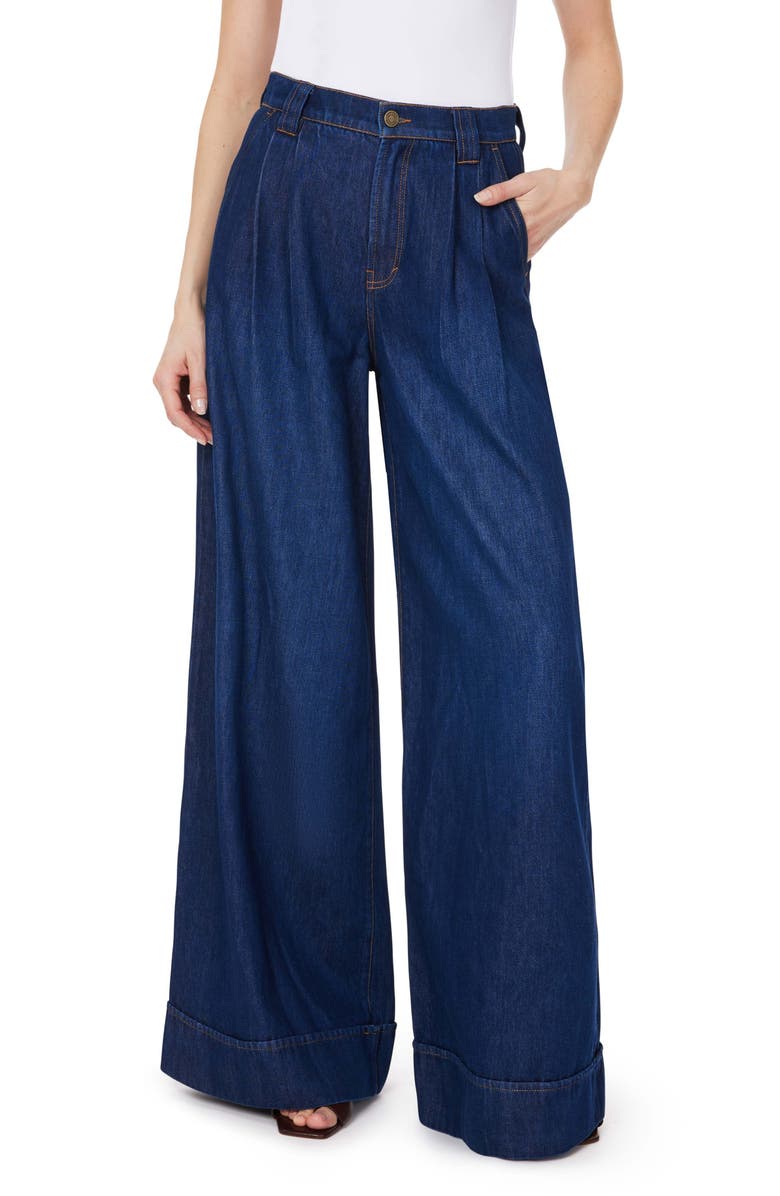 Habitual Pleated High Waist Wide Leg Jeans, Main, color, Deep River