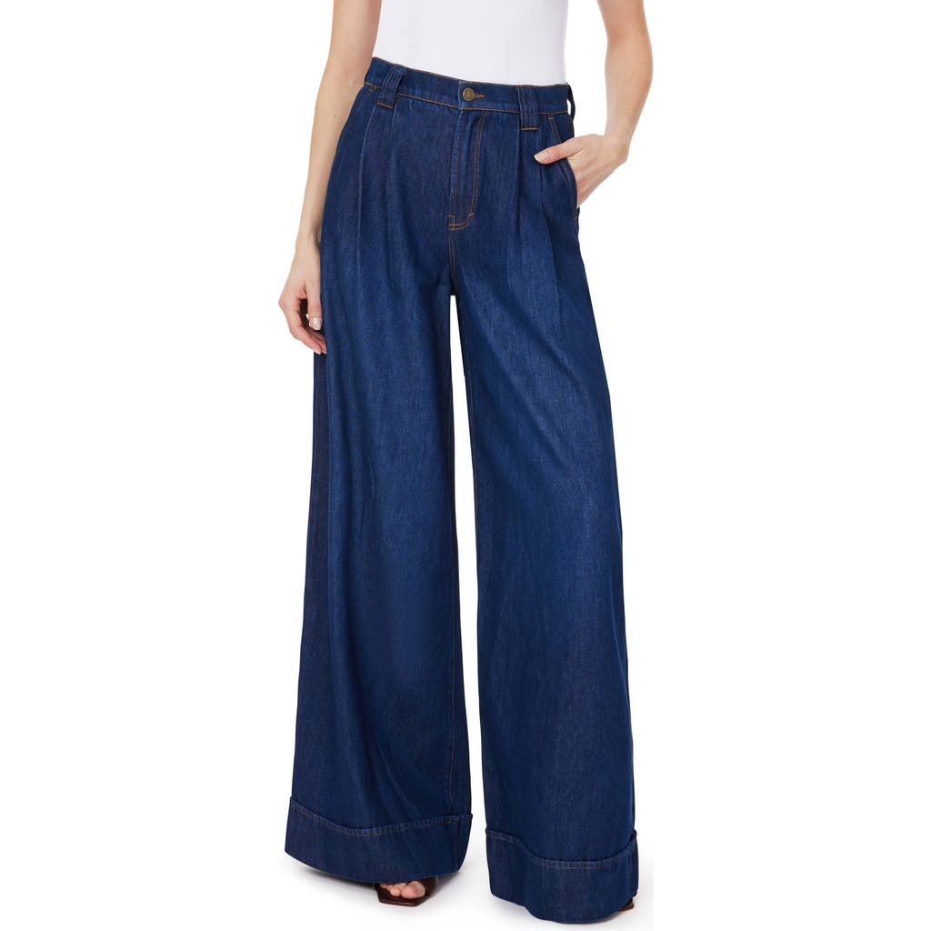 Habitual Pleated High Waist Wide Leg Jeans In Blue