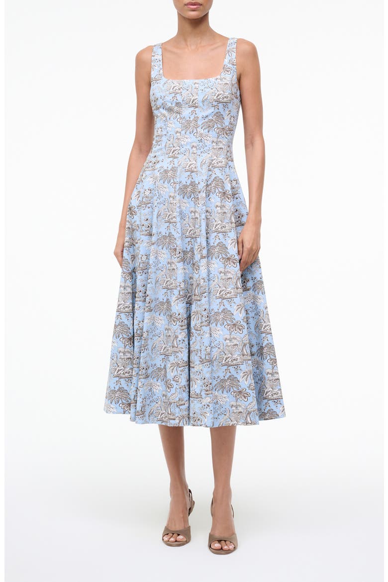Wells Poplin Midi Dress, Main, color, SKY TOILE