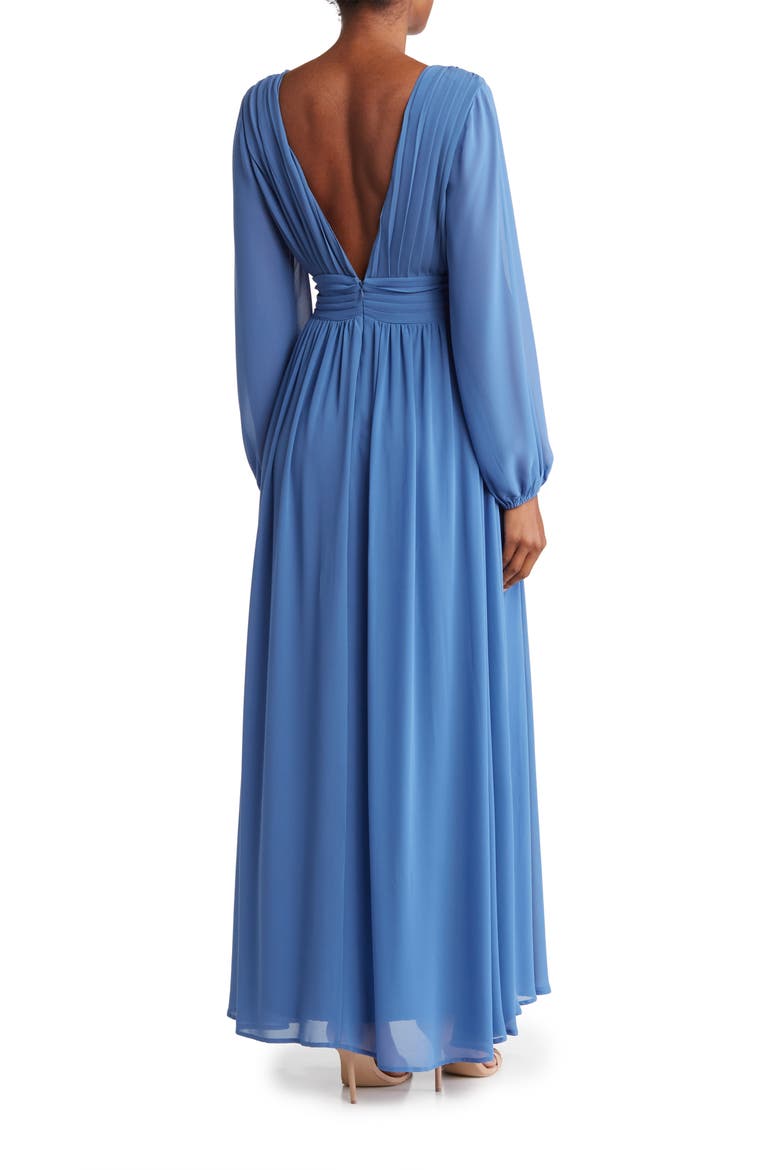 Iris Plunge Neck Long Sleeve Maxi Dress, Alternate, color, DUTCH BLUE