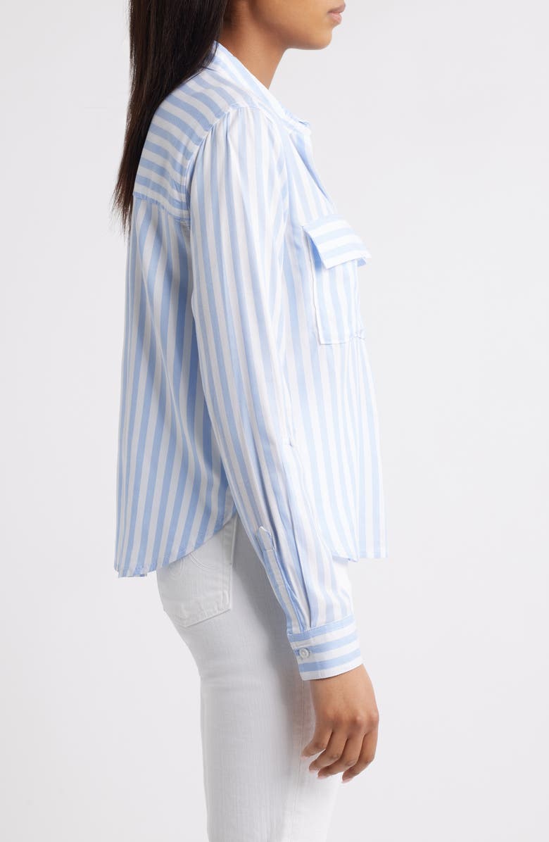 beachlunchlounge Fallon Crop Button-Up Shirt, Alternate, color, Blue Veil