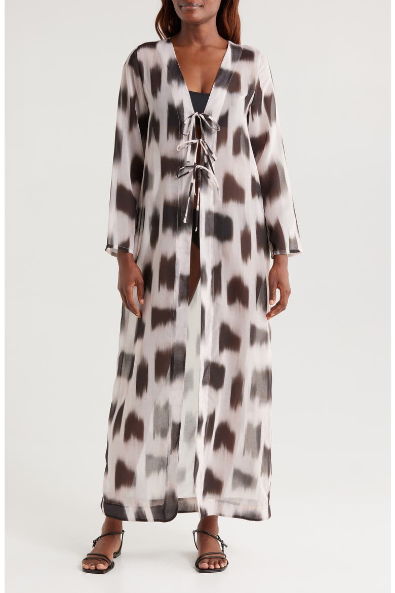 Madison Long Sleeve Cover-Up Maxi Dress, Main, color, ANIMAL RAW