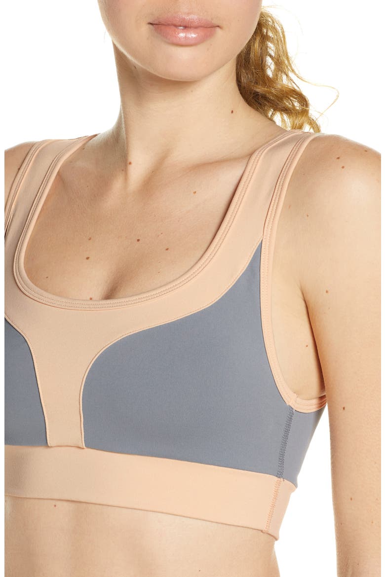 Geometric Sports Bra, Alternate, color, LILAC GREY/ BRAZILIAN SAND