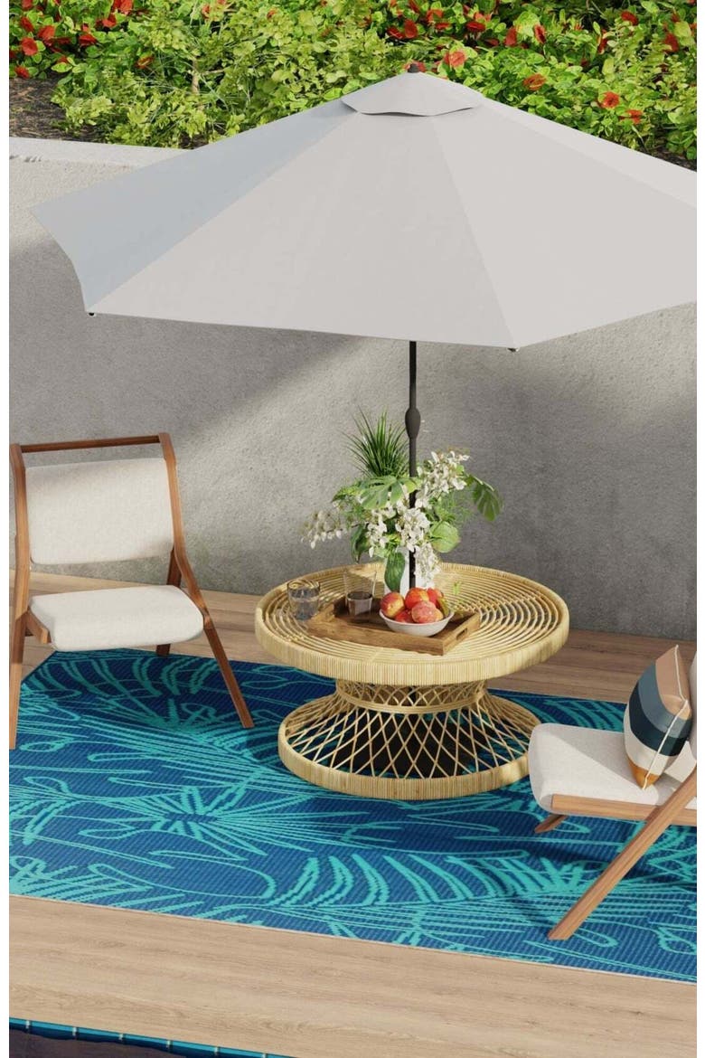 Palm Leaf Deep Turquoise, Alternate, color, blue and turquoise