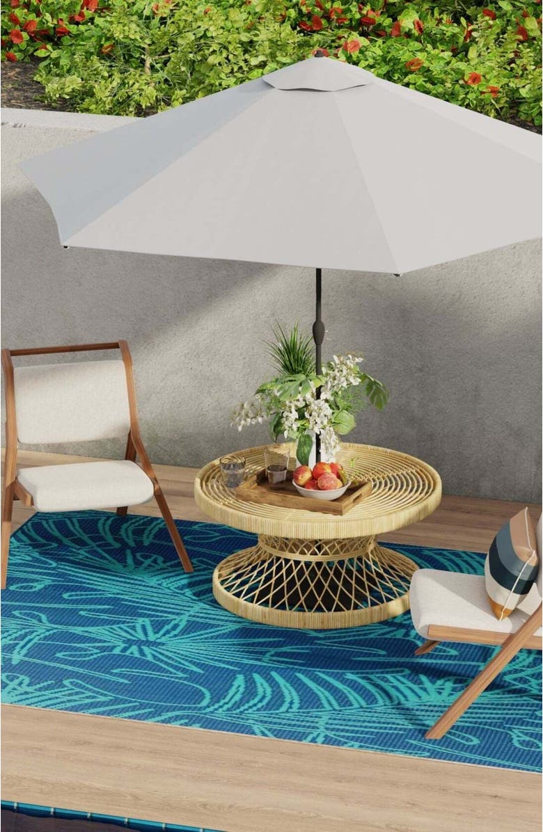 Mad Mats Palm Leaf Deep Turquoise, Alternate, color, Blue And Turquoise