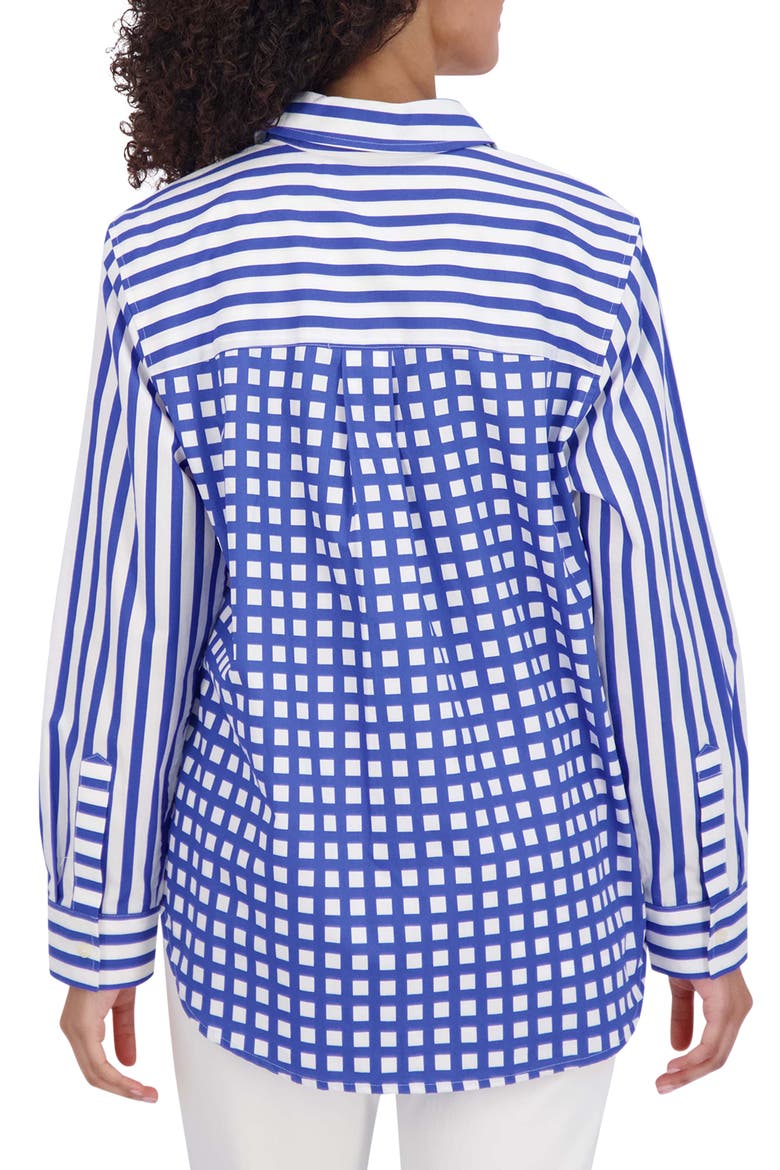 Mix Stripe Boyfriend Shirt, Alternate, color, BLUE/ WHITE