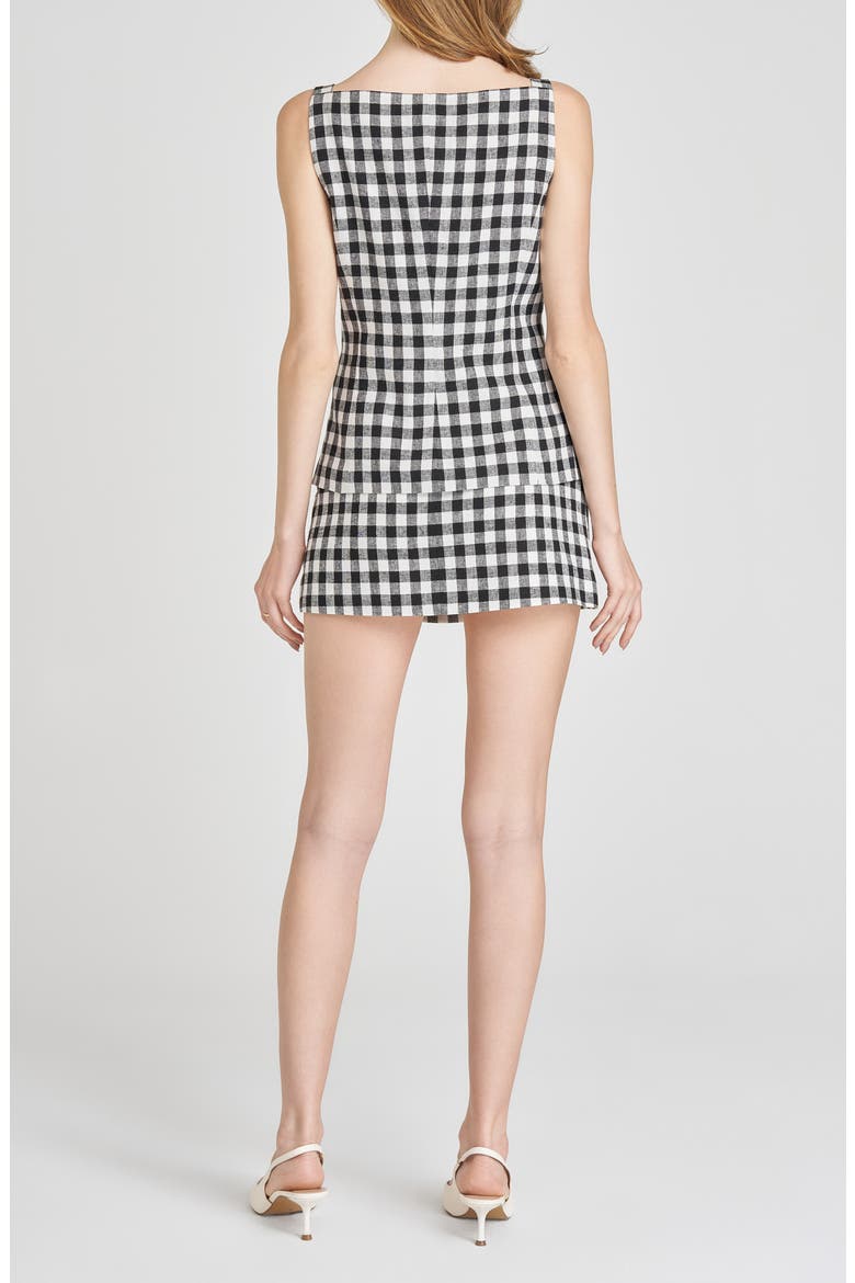 x Styled by COCO! Gracie Gingham Linen Blend Button-Up Vest, Alternate, color, BLACK GINGHAM