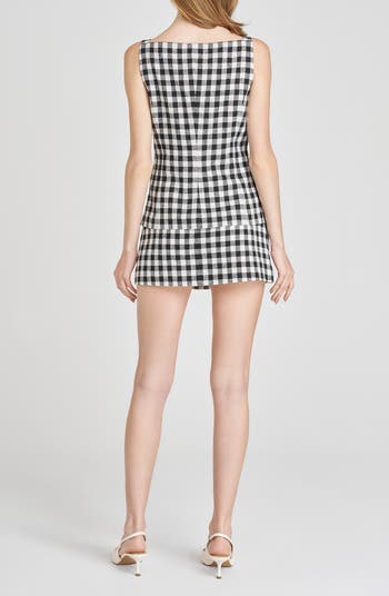 x Styled by COCO! Gracie Gingham Linen Blend Miniskirt