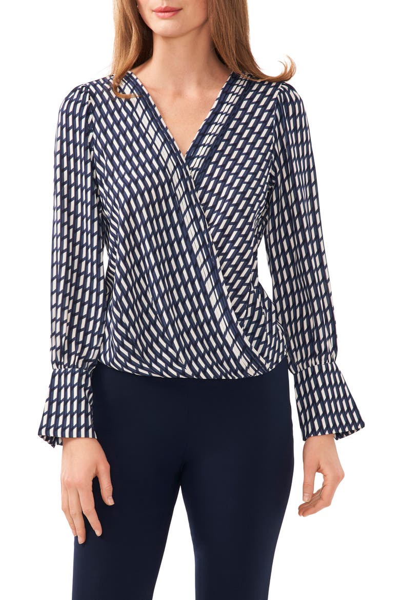 Long Sleeve Surplice Neck Top, Main, color, CLASSIC NAVY