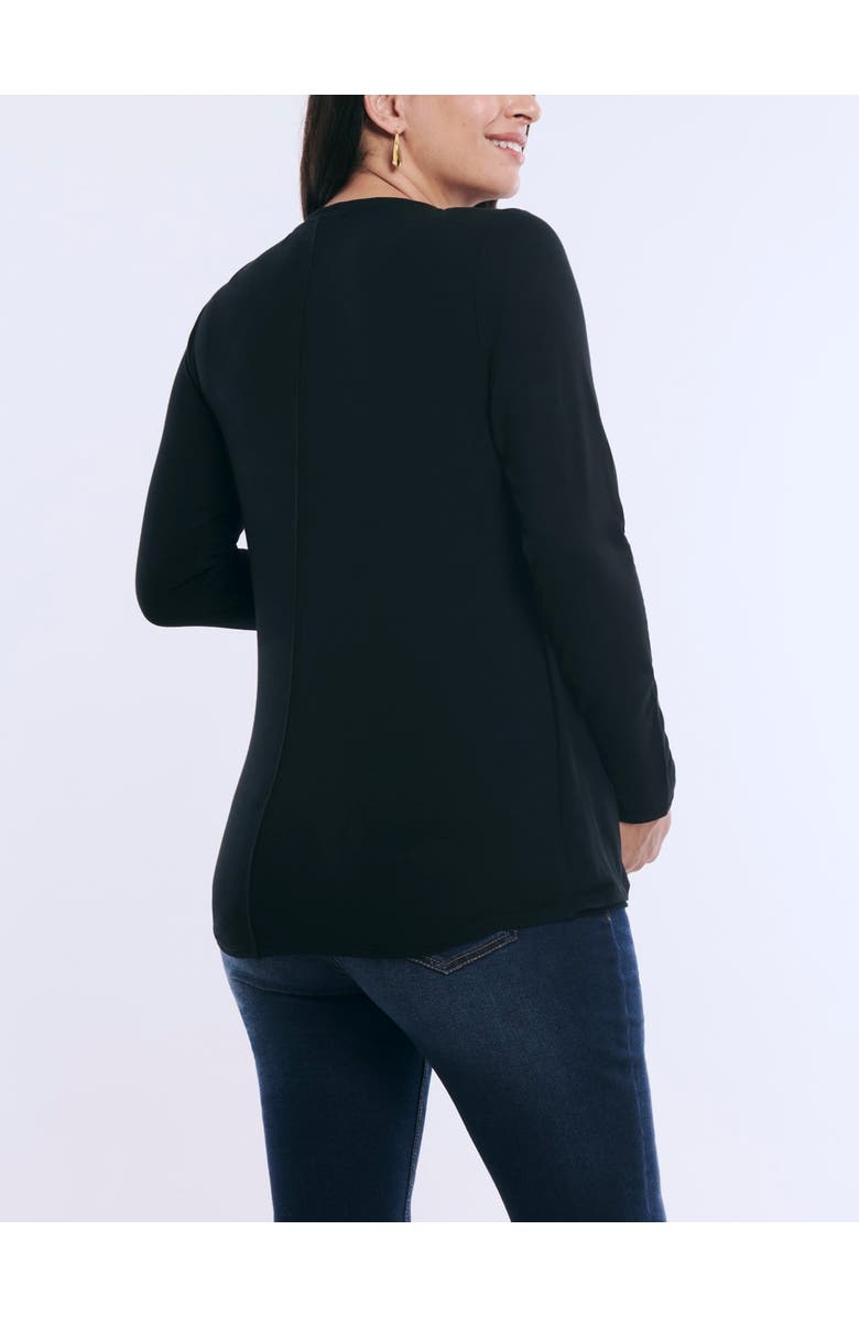 MOTHERHOOD MATERNITY Crewneck Long Sleeve Draped Nursing Tee, Alternate, color, Black