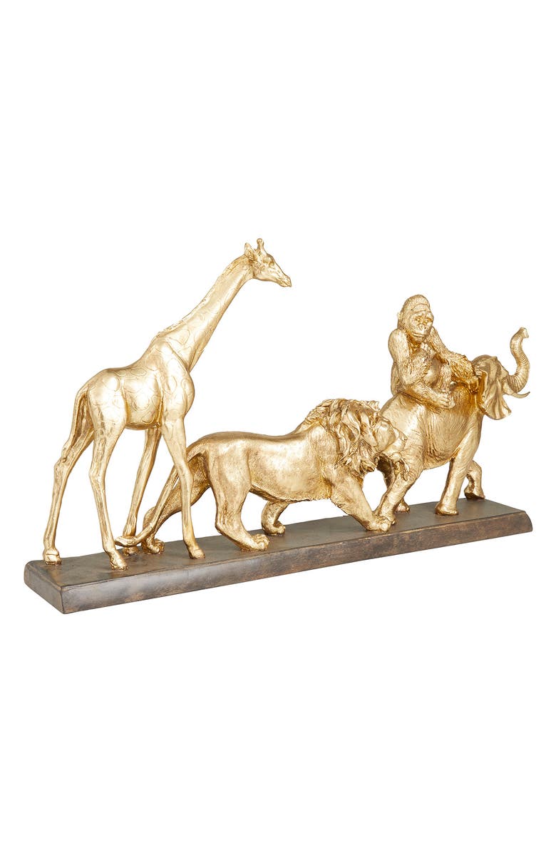 VIVIAN LUNE HOME Goldtone Polystone Safari Animal Sculpture, Alternate, color, 