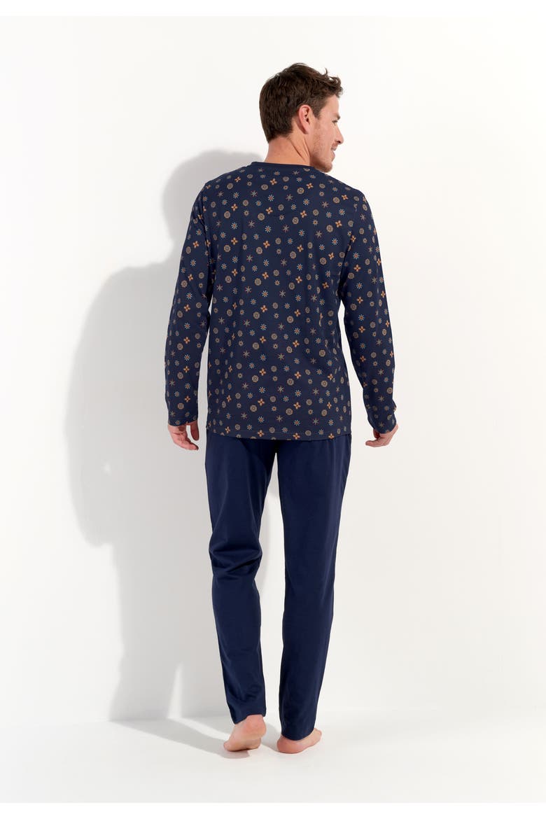 Mandala Long Sleepwear, Alternate, color, Navy Print