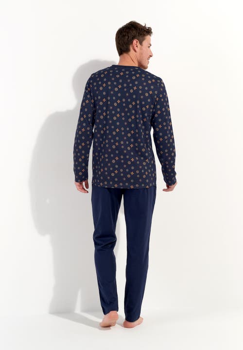 Hom Mandala Long Sleepwear In Navy Print
