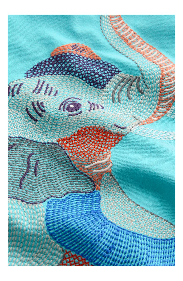 Mini Boden Kids' Elephant Superstitch Cotton T-Shirt, Alternate, color, Aqua Elephant