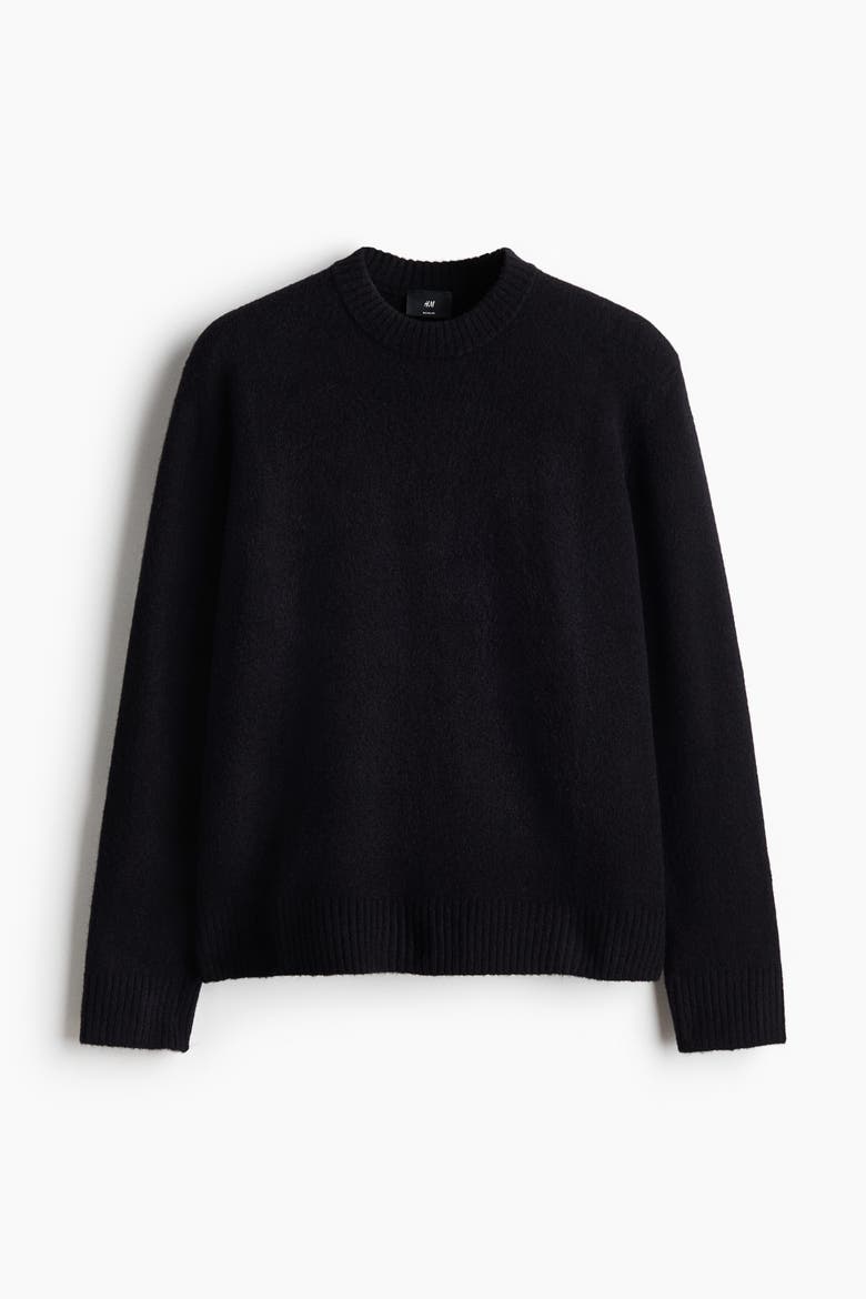 Regular-Fit Brushed Sweater, Alternate, color, Black