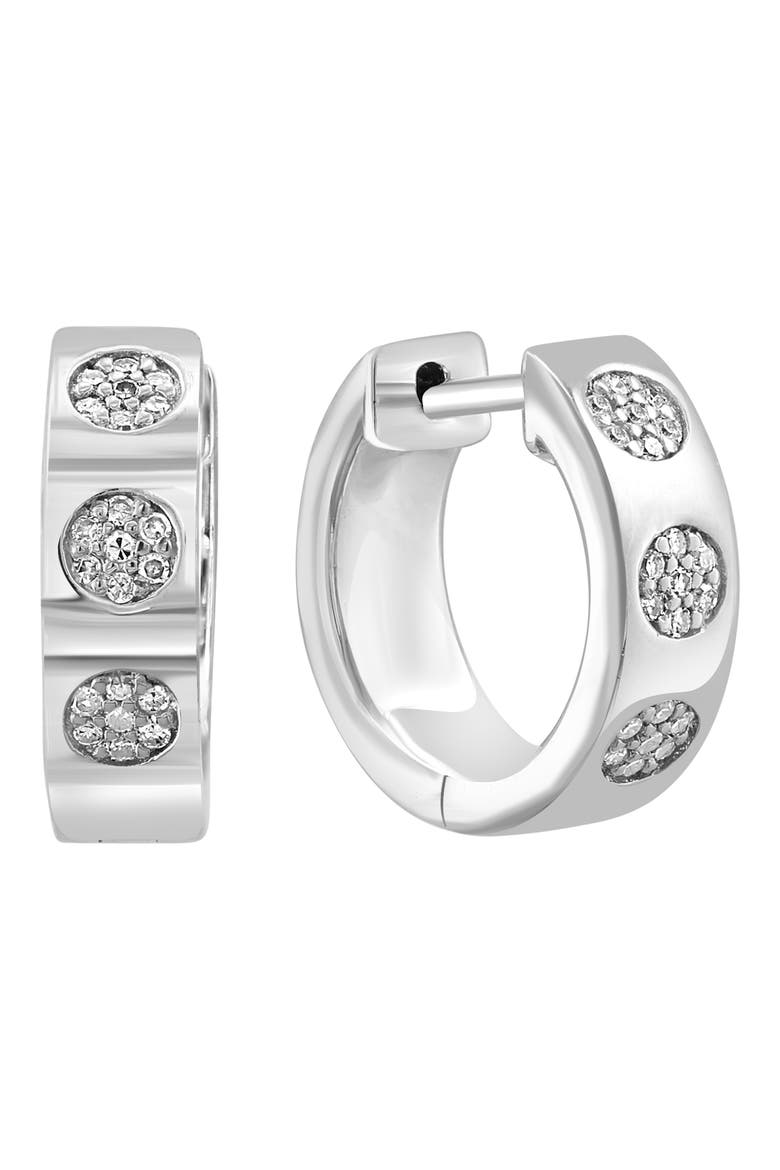 Sterling Silver Diamond Hoop Earrings - 0.12ct., Alternate, color, SILVER