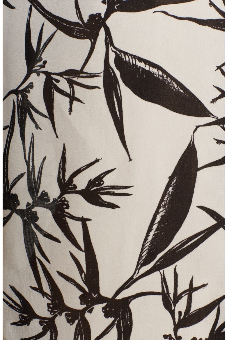 'Eugenie' Leather Trim Print Shirt, Alternate, color, BOTANICAL INK