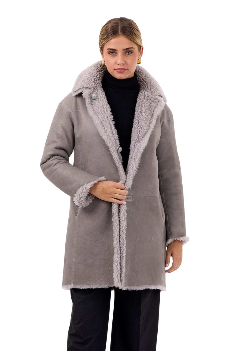 GORSKI Reversible Long Hair Shearling Stroller, Alternate, color, Gray/Gray