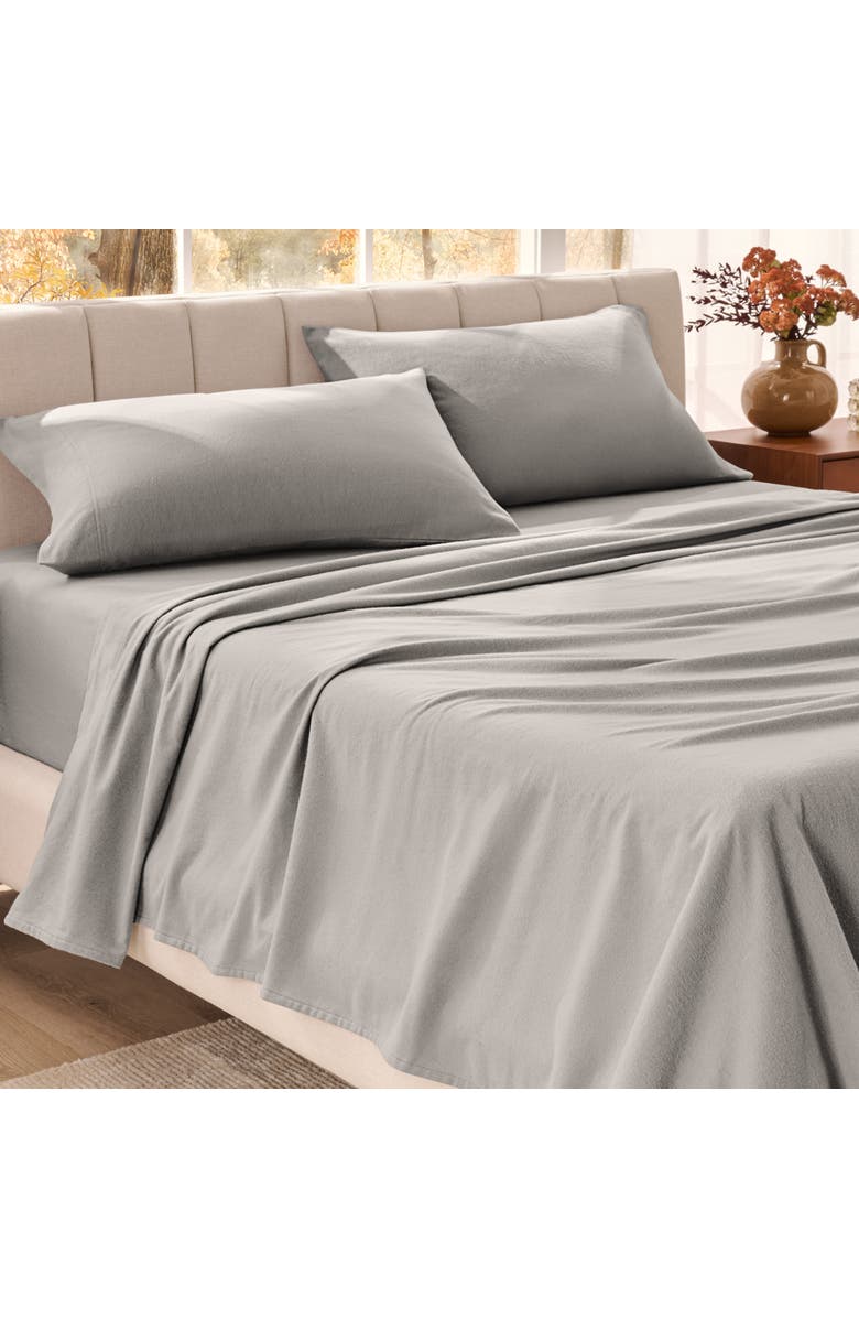 Bare Home 100% Organic Cotton Flannel Sheet Set, Alternate, color, Light Grey