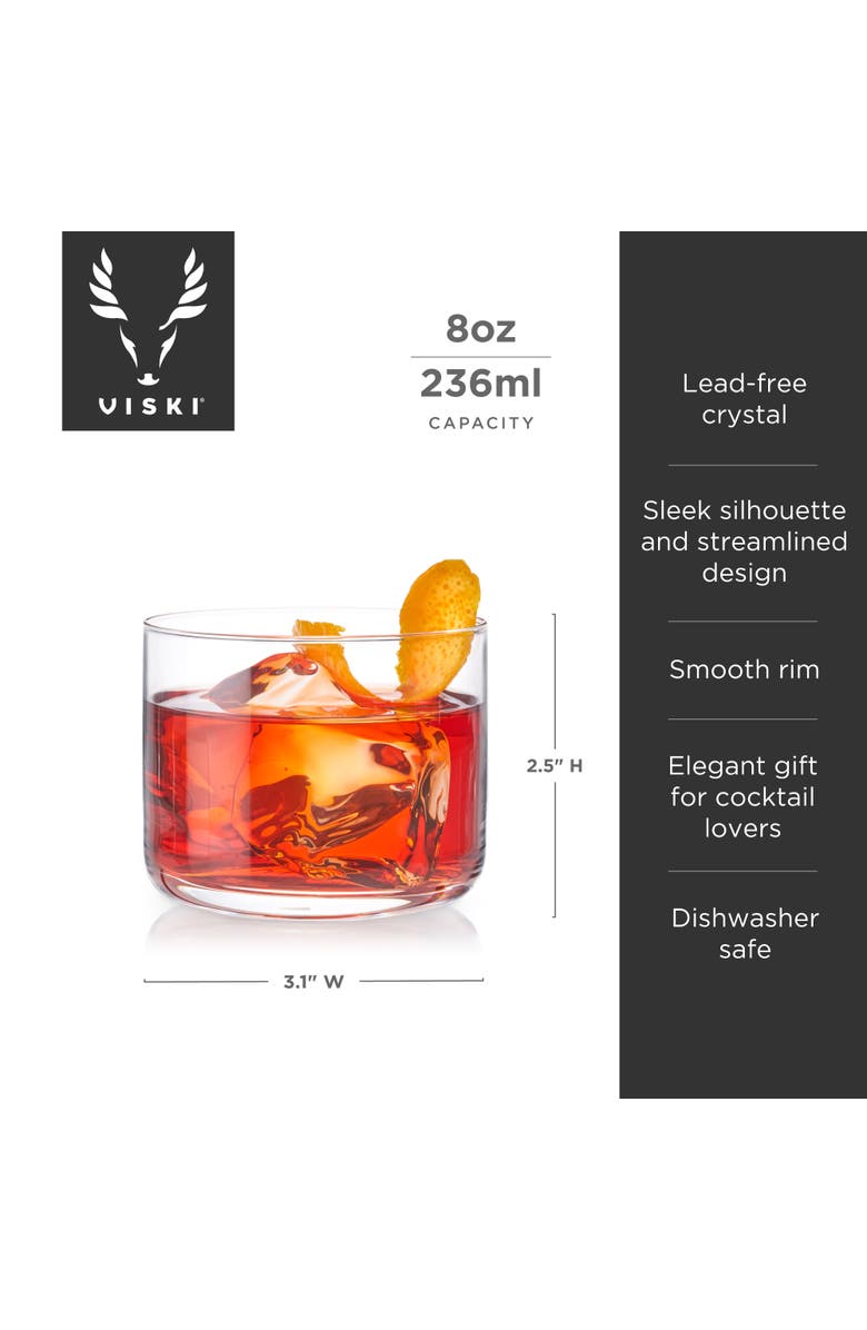 Viski Raye Crystal Negroni Glasses Set of 2, Alternate, color, Clear