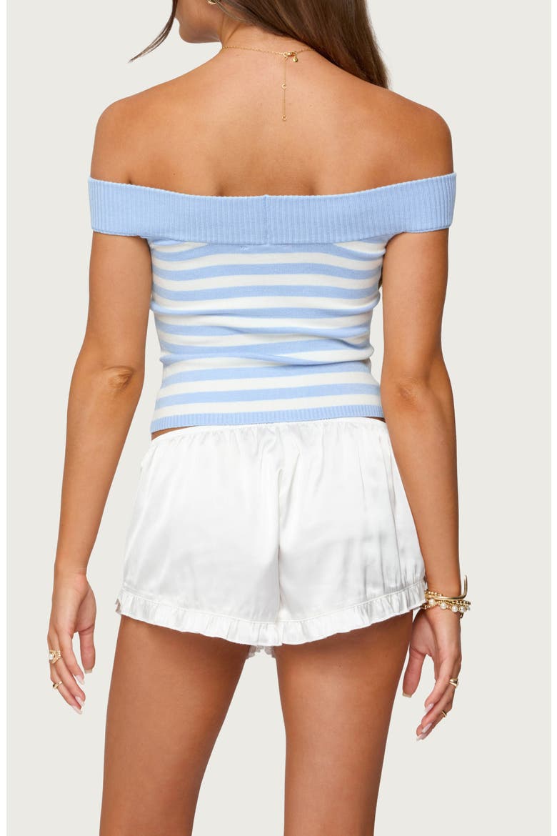 Deni Stripe Off the Shoulder Knit Top, Alternate, color, LIGHT-BLUE