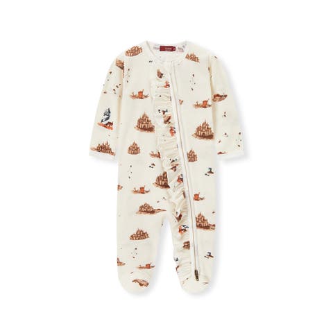 Organic Cotton Ruffle Zipper Footed Romper (Baby)