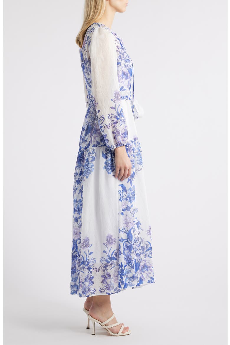 Placed Print Long Sleeve Maxi Dress, Alternate, color, BLUE WHITE