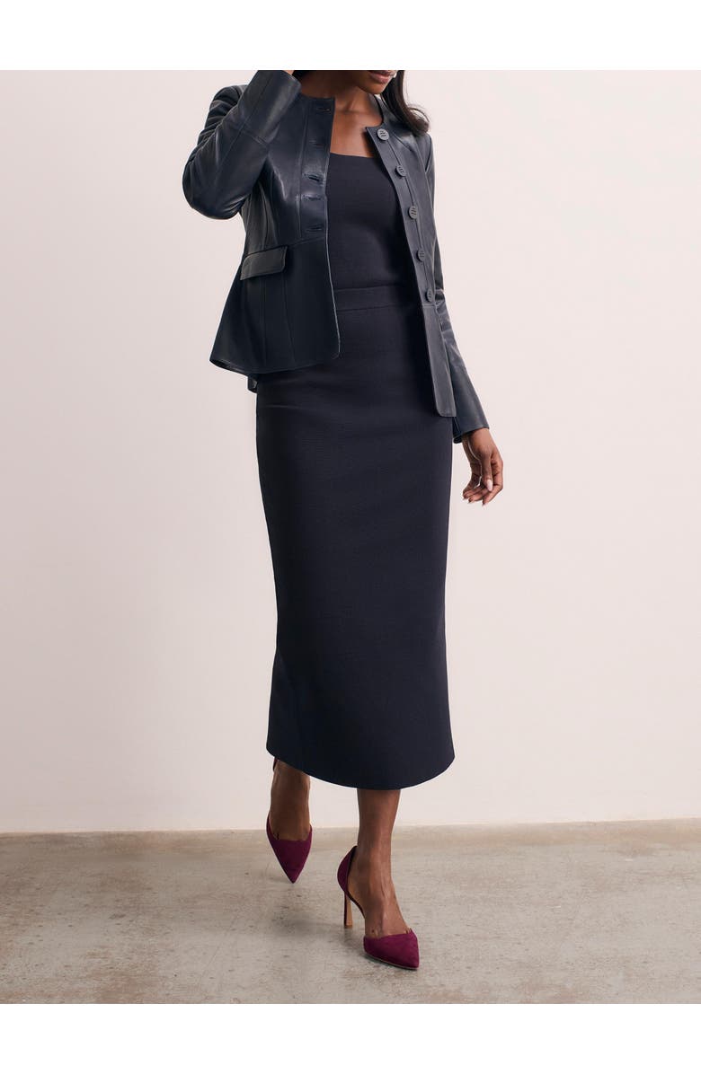 The Fold Santon Sculpt Knit Skirt, Alternate, color, Navy