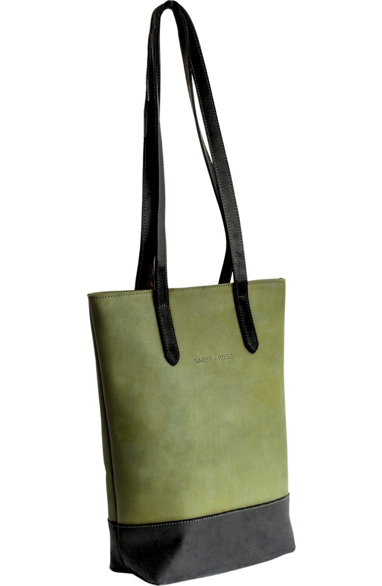 Sarep + Rose Slender Kenya Leather Tote Bag, Alternate, color, Olive Green