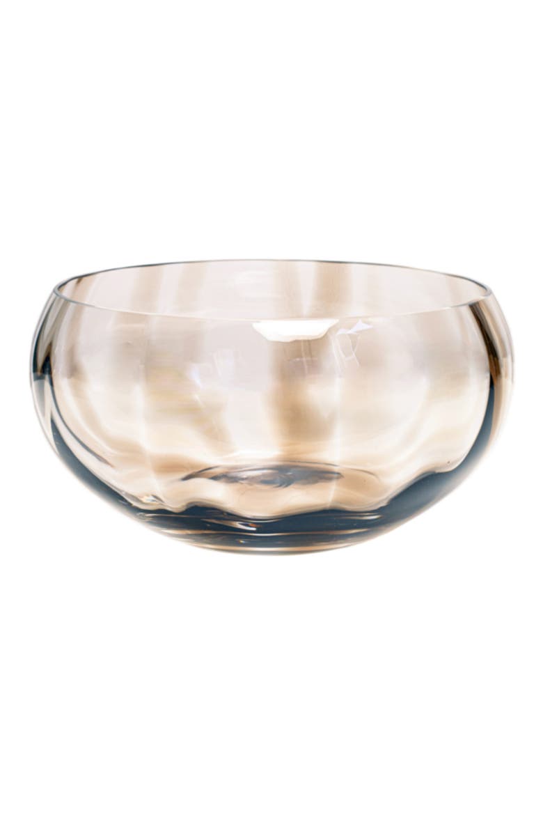 Bolla Pleated Glass Centerpiece Bowl, Main, color, BROWN