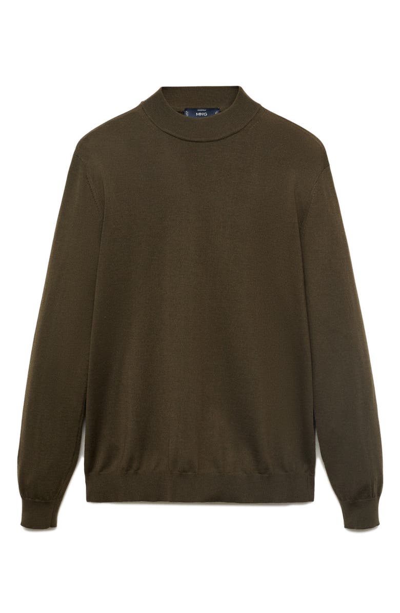 MANGO Turtleneck Wool Sweater, Alternate, color, Olive Green