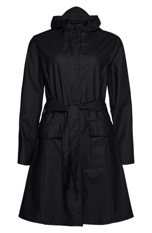 Rains Curve Waterproof Belted Jacket In Black