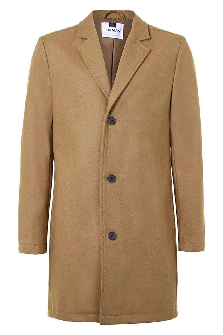 Wool Blend Overcoat, Alternate, color, BROWN