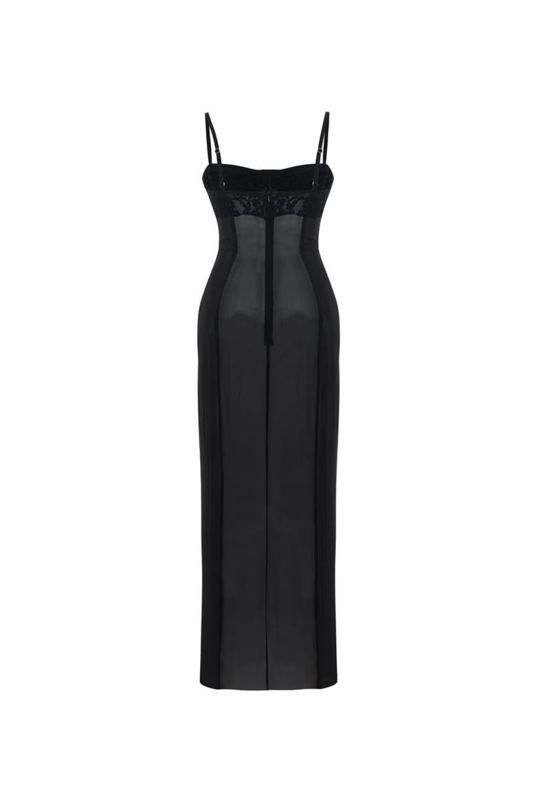 Daydreamers Strappy Dress With Tulle Detail, Alternate, color, BLACK