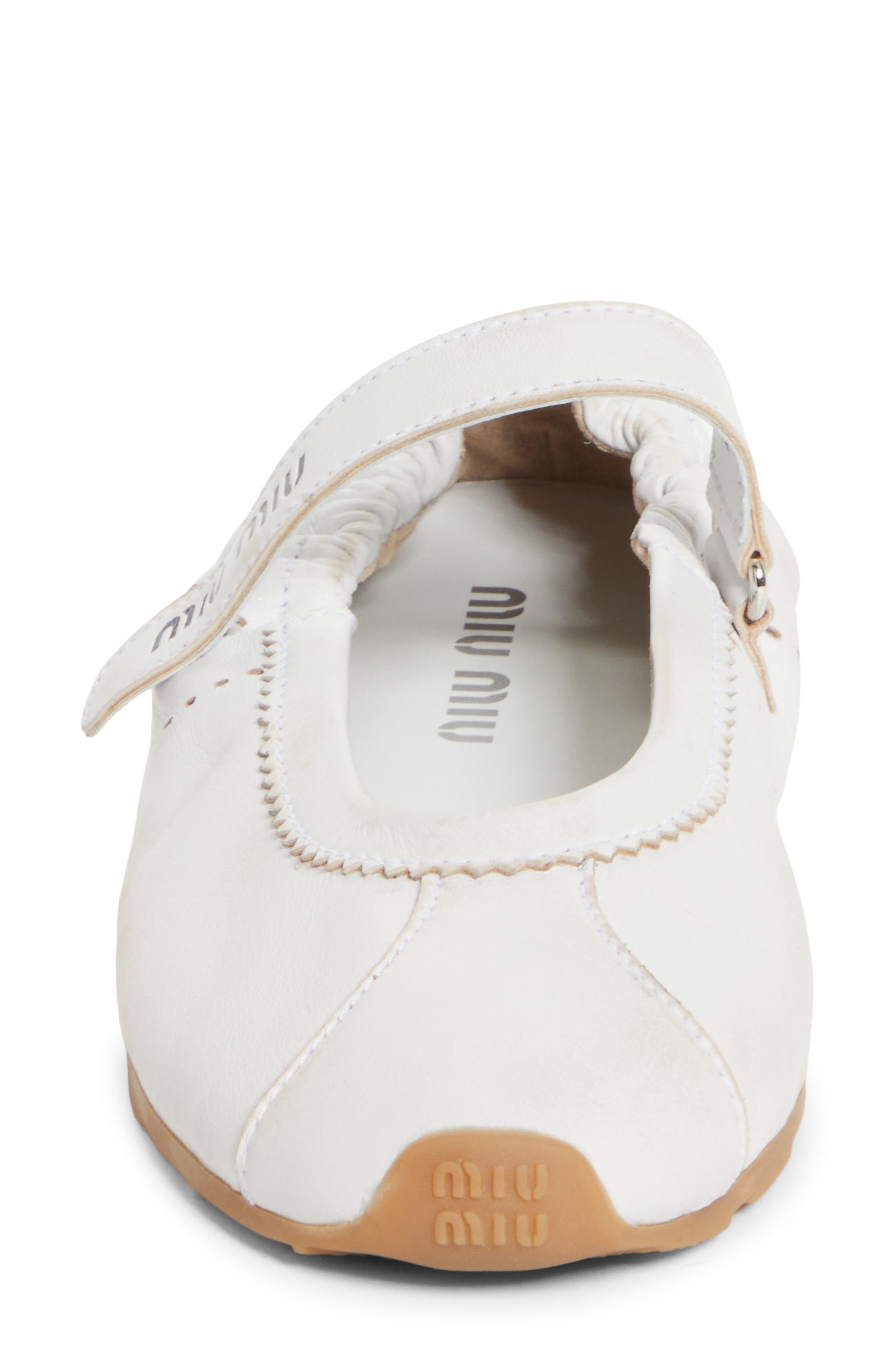 Miu Miu Plume Mary Jane Ballet Flat Sneaker, Alternate, color, Bianco