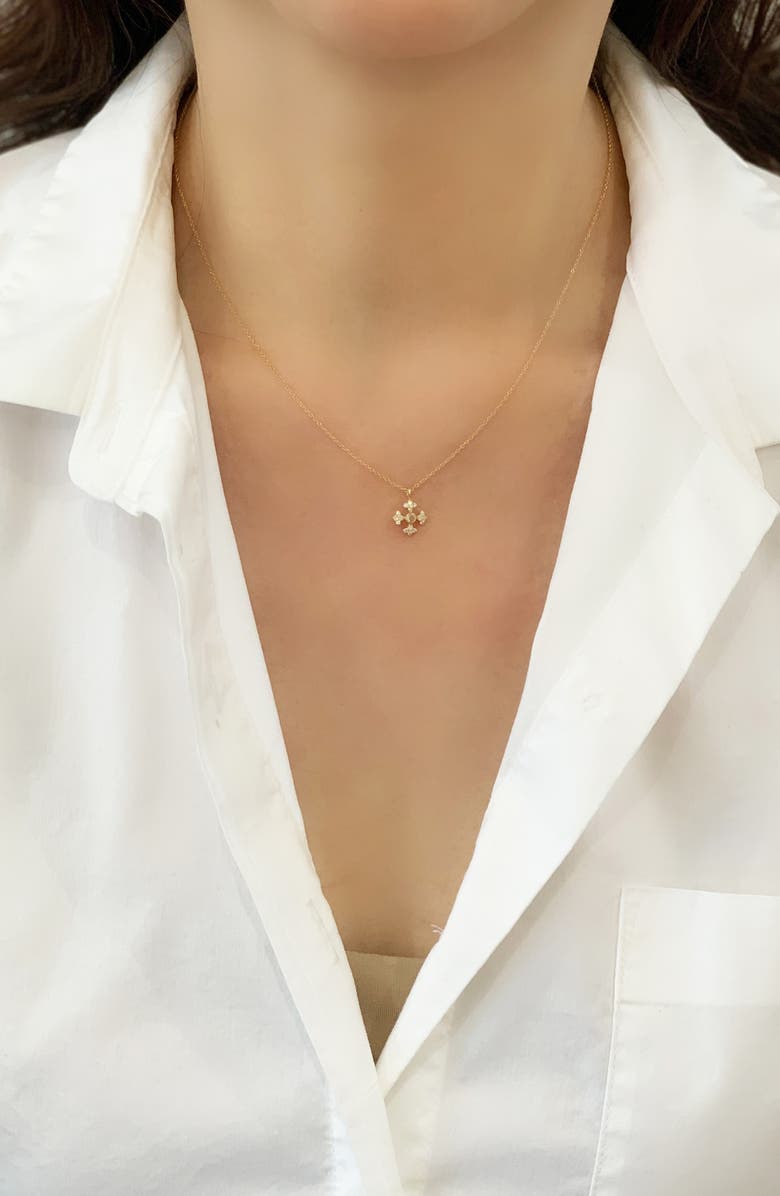 Sethi Couture Arya Diamond Cross Pendant Necklace, Alternate, color, Yellow Gold