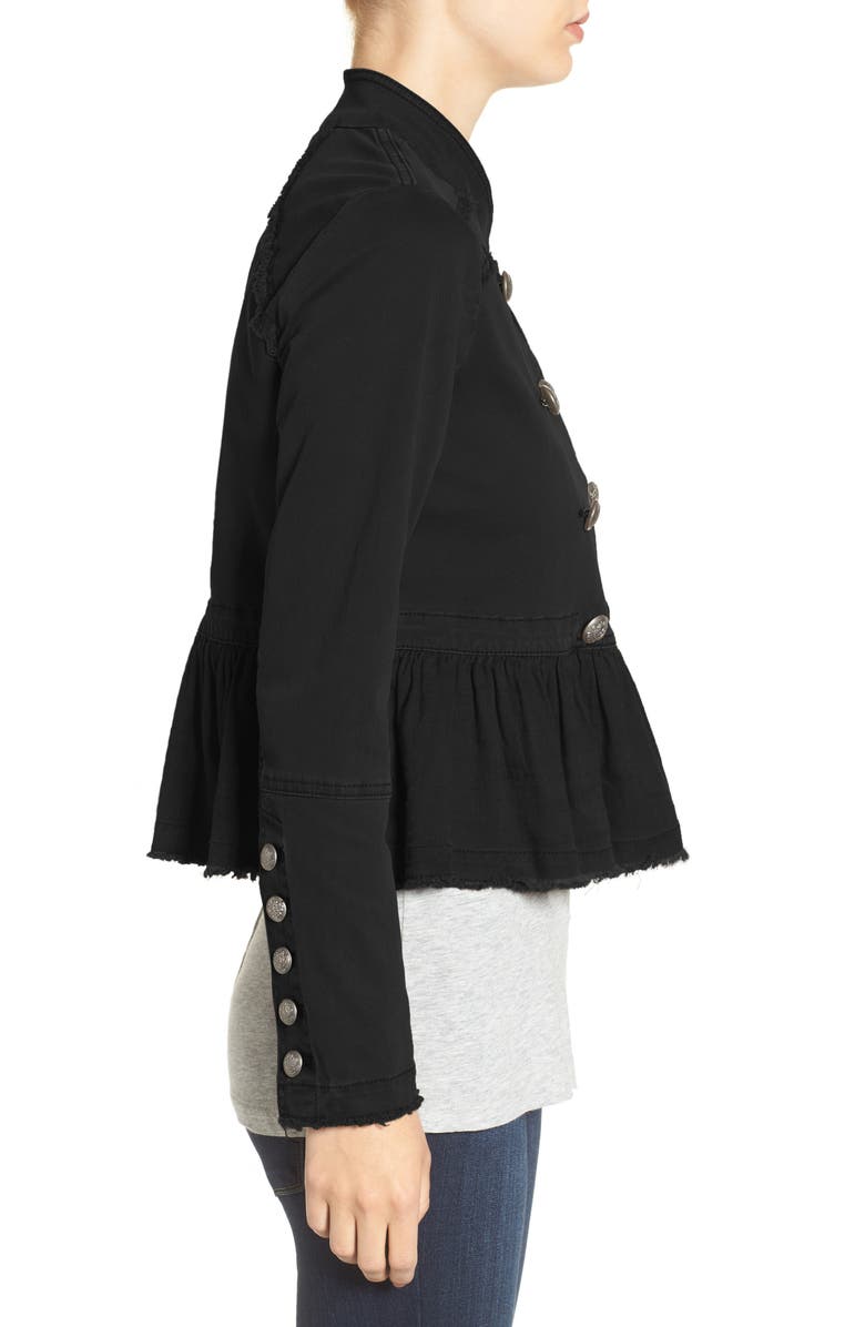 Free People Ruffle Hem Military Jacket, Alternate, color,