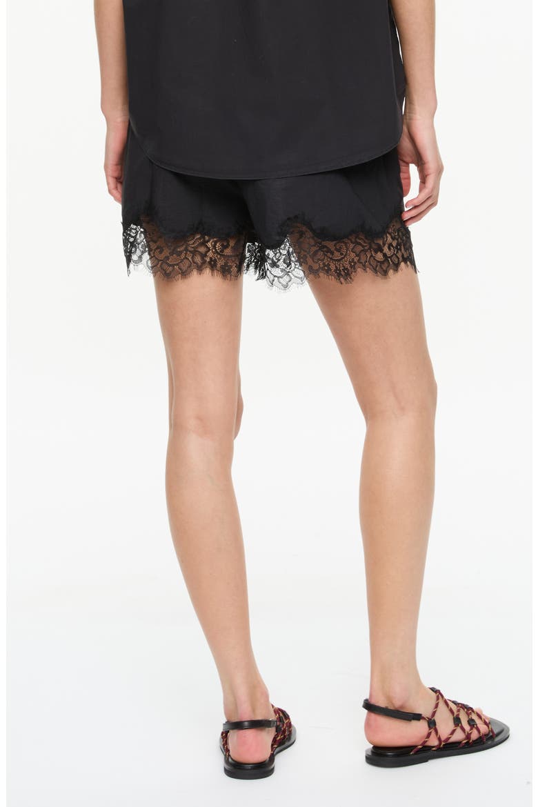 Lumi Lace Trim Shorts, Alternate, color, BLACK