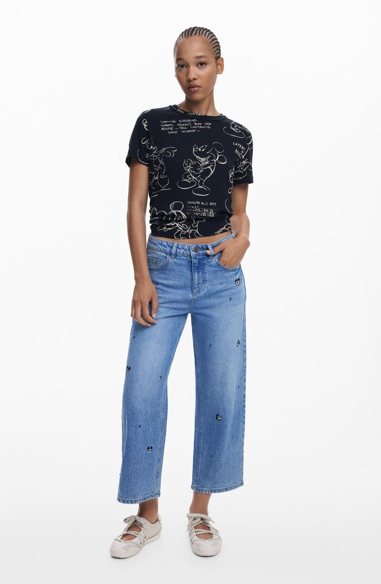 Desigual Mickey Mouse Cotton Graphic T-Shirt, Alternate, color, Black