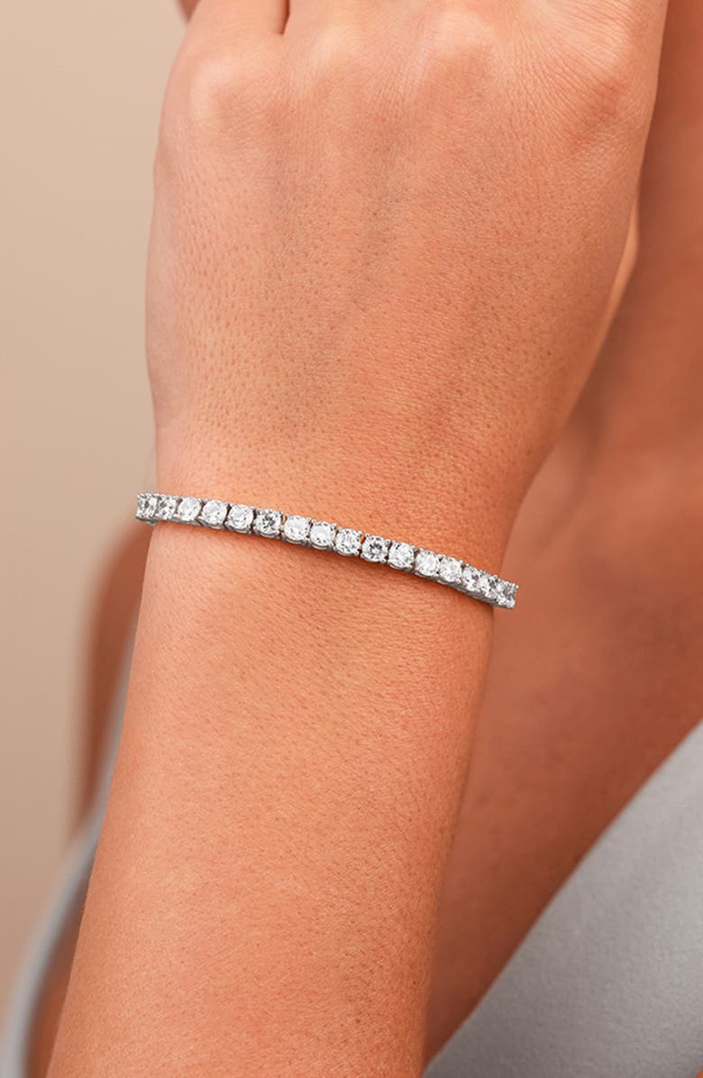Sterling Forever Jadon Cubic Zirconia Tennis Bracelet, Alternate, color, Silver